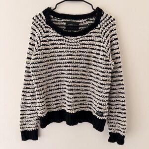Obey N89 Womens Sweater Size S Black White Chunky Knit Crew Neck Indie Sleaze